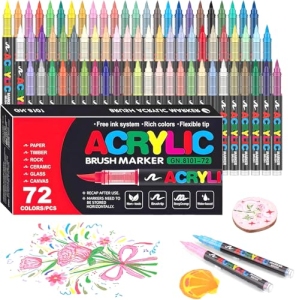 Gunsamg Feutres acryliques pointe pinceau 1-5 mm, 72 couleurs