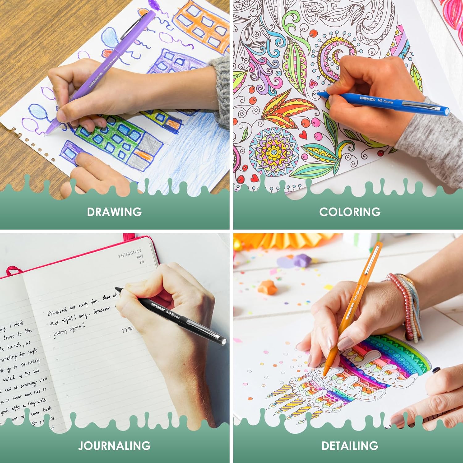 Stylos Feutres pas cher - Assortiment Couleurs 12 Pièces – Image 3