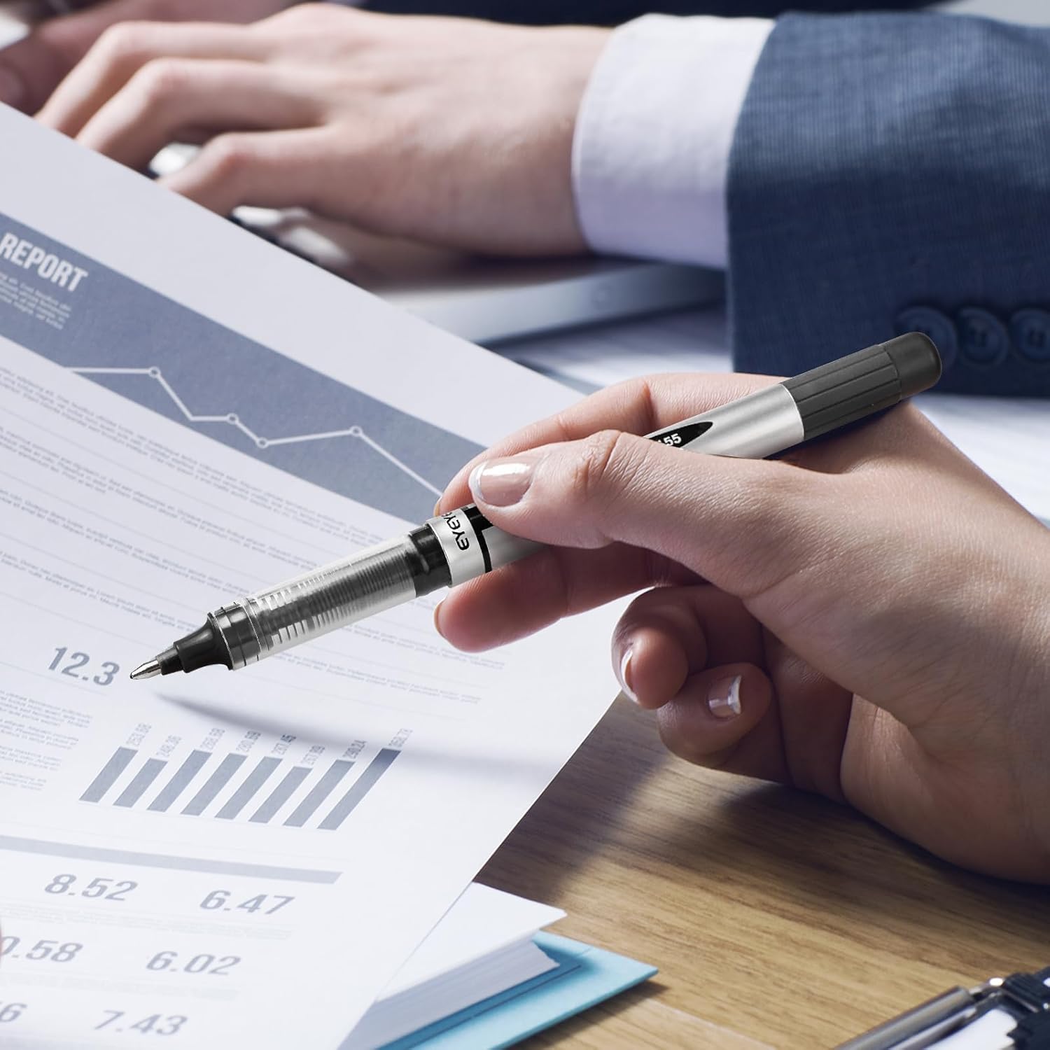 1767488384 stylos roller lot de 12 ecriture lisse noir