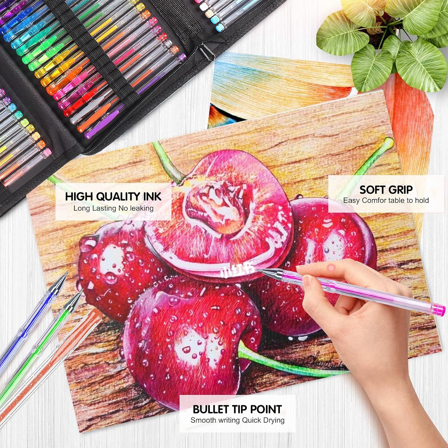 145 Stylos Gel Pailletés + Livre de Coloriage – Image 2