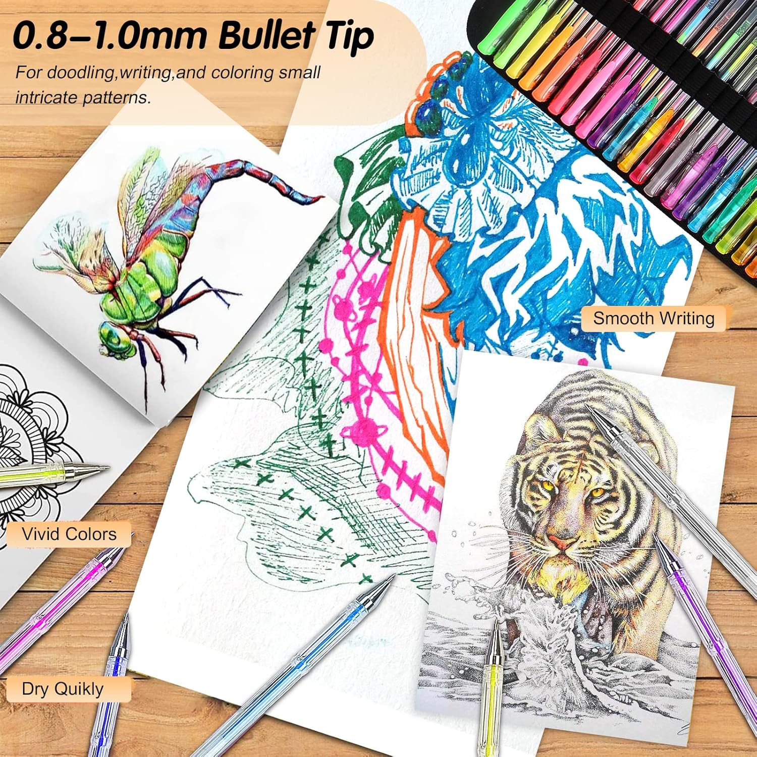 145 Stylos Gel Pailletés + Livre de Coloriage – Image 3