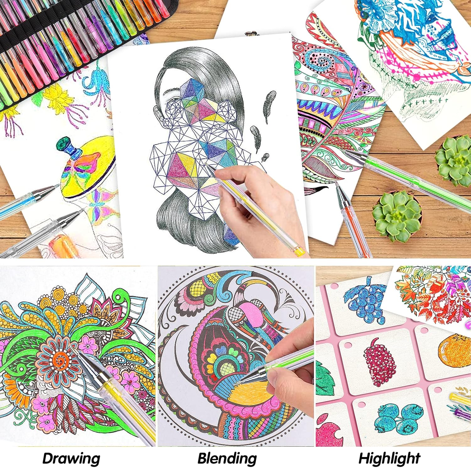 145 Stylos Gel Pailletés + Livre de Coloriage – Image 6