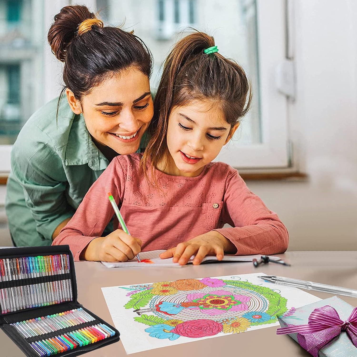 145 Stylos Gel Pailletés + Livre de Coloriage – Image 8