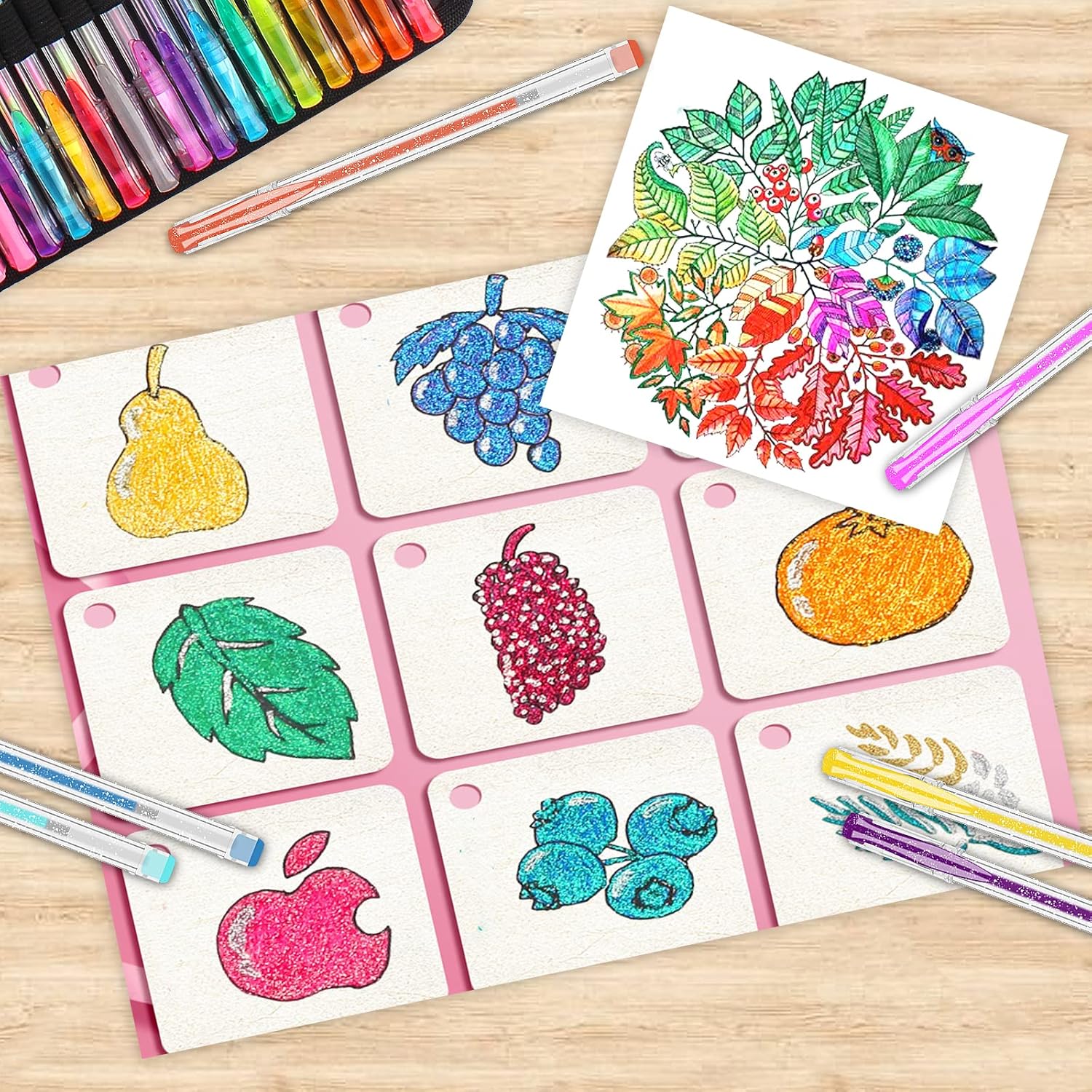 145 Stylos Gel Pailletés + Livre de Coloriage – Image 9