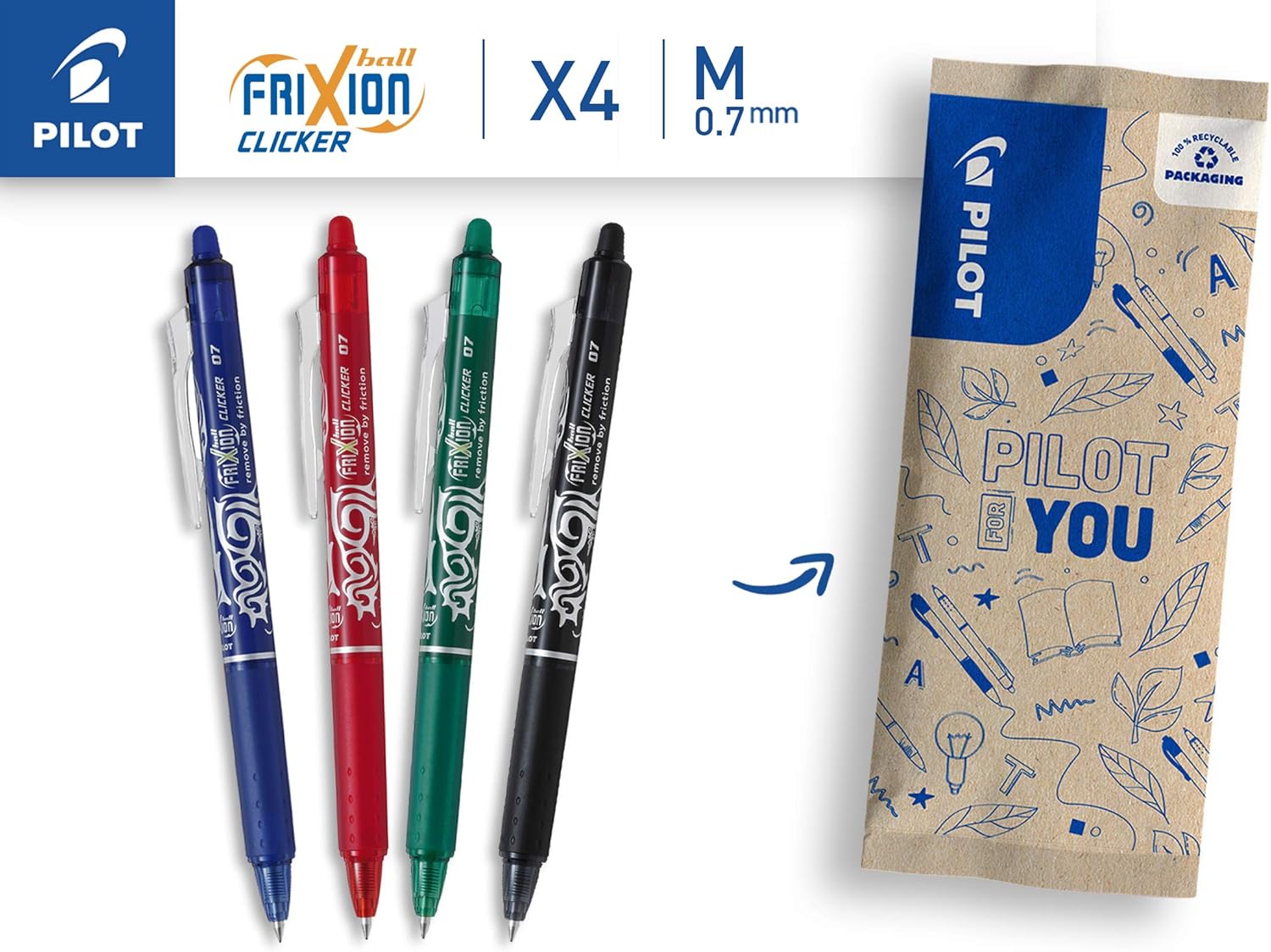 Stylo Gel Effaçable PILOT FriXion - Rechargeable & Rétractable – Image 2