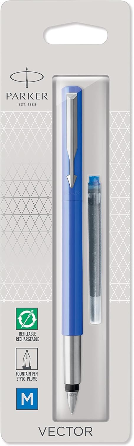 Stylo plume Parker Vector Bleu - Pointe fine en blister – Image 4