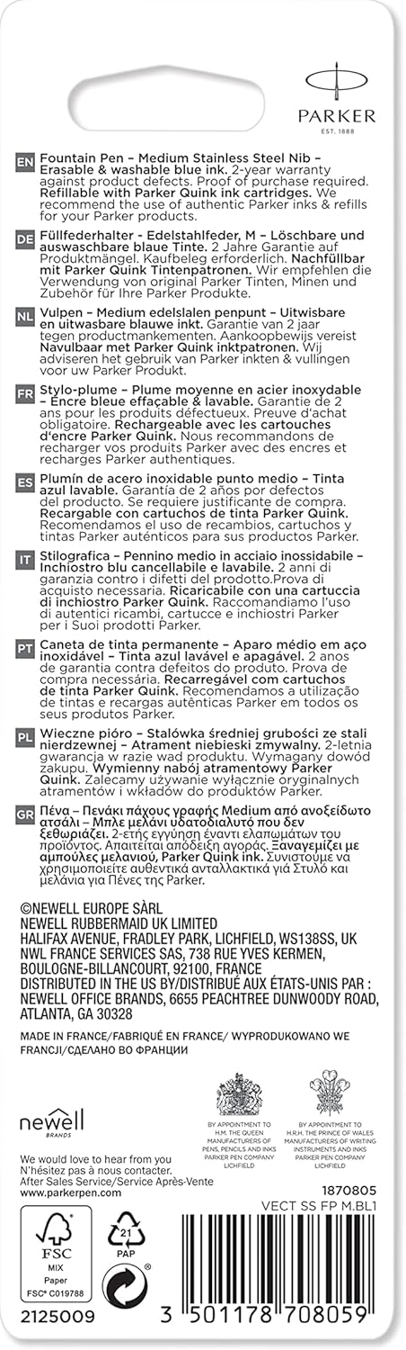 Stylo plume Parker Vector Bleu - Pointe fine en blister – Image 8