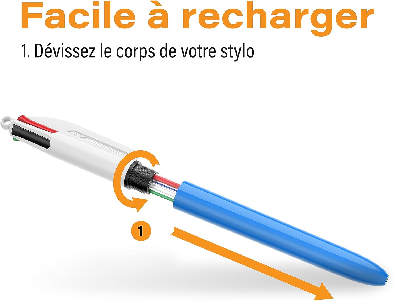 Recharges BIC 4 Couleurs - Pointe Moyenne (Bleu) – Image 5