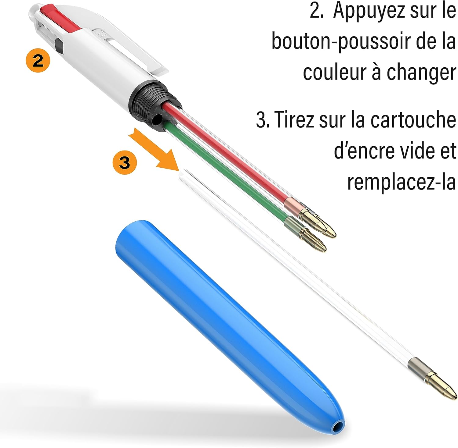 Recharges BIC 4 Couleurs - Pointe Moyenne (Bleu) – Image 6