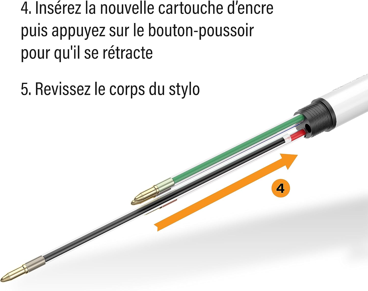 Recharges BIC 4 Couleurs - Pointe Moyenne (Bleu) – Image 7