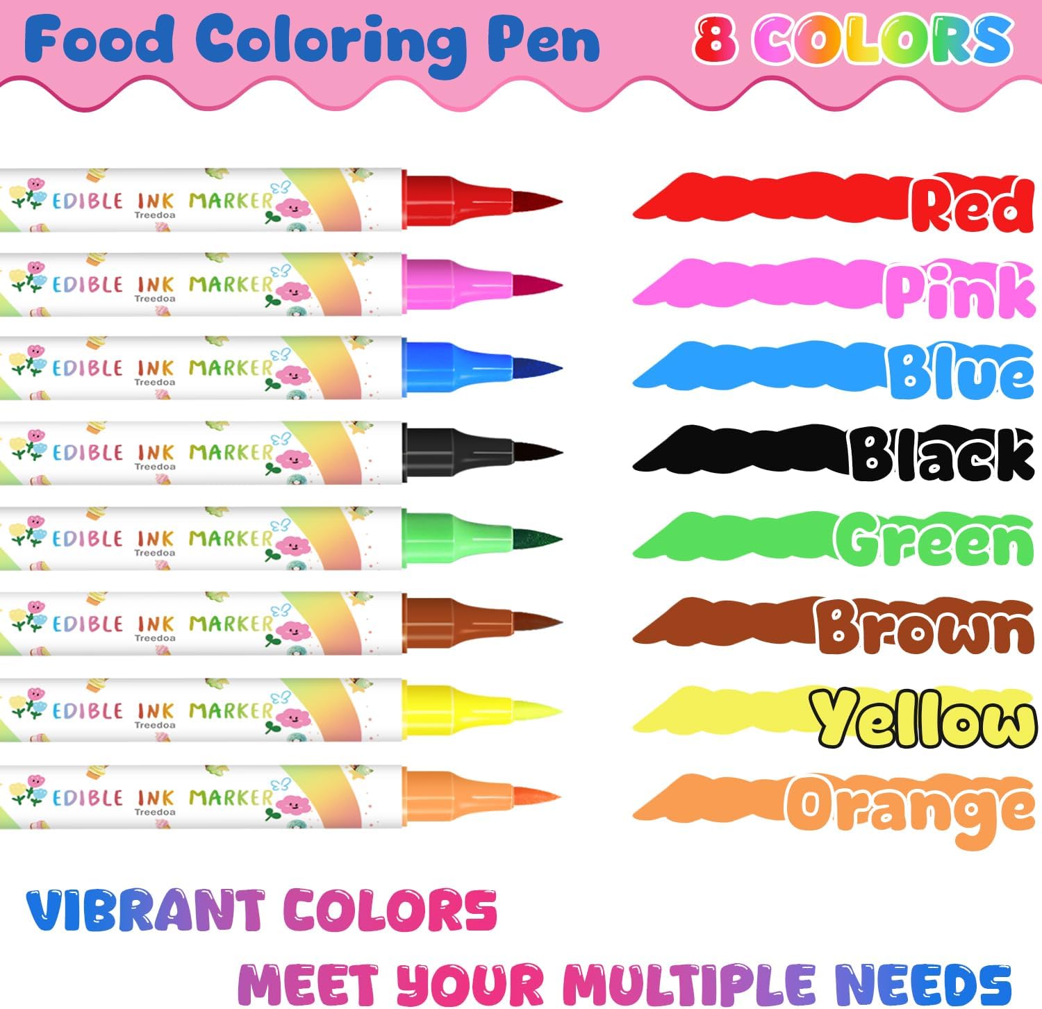 Stylo Alimentaire : Marqueurs Comestibles 8 Couleurs – Image 3
