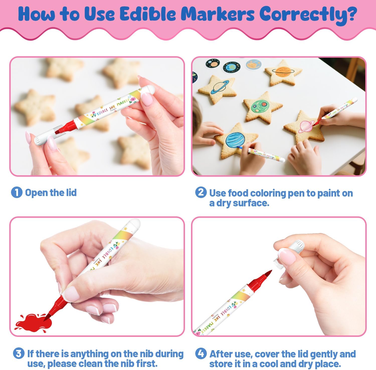 Stylo Alimentaire : Marqueurs Comestibles 8 Couleurs – Image 7