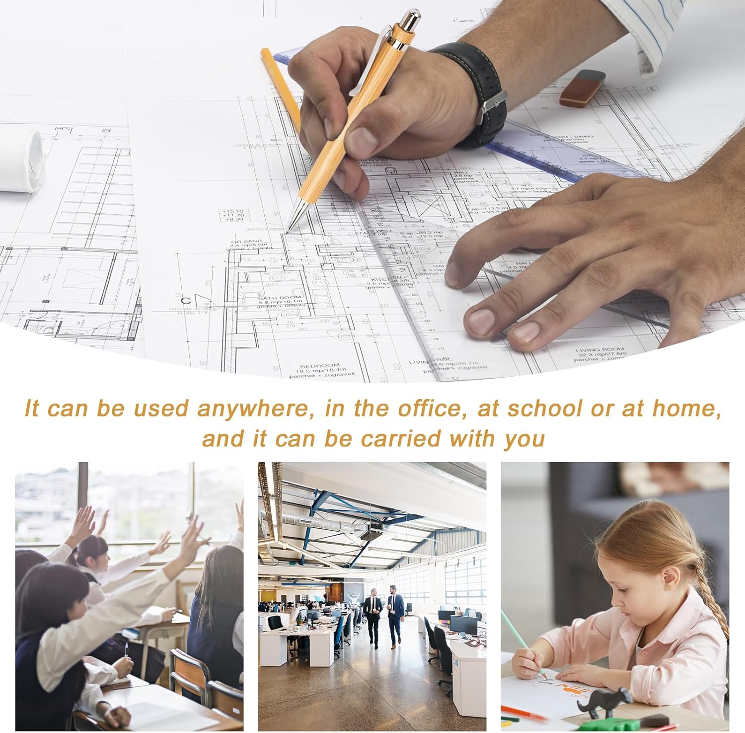 1767567065 stylos a bille en bois de bambou lot de 50