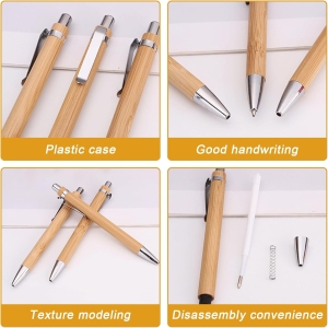 1767568162 stylos retractables en bambou 50 pieces eco responsables