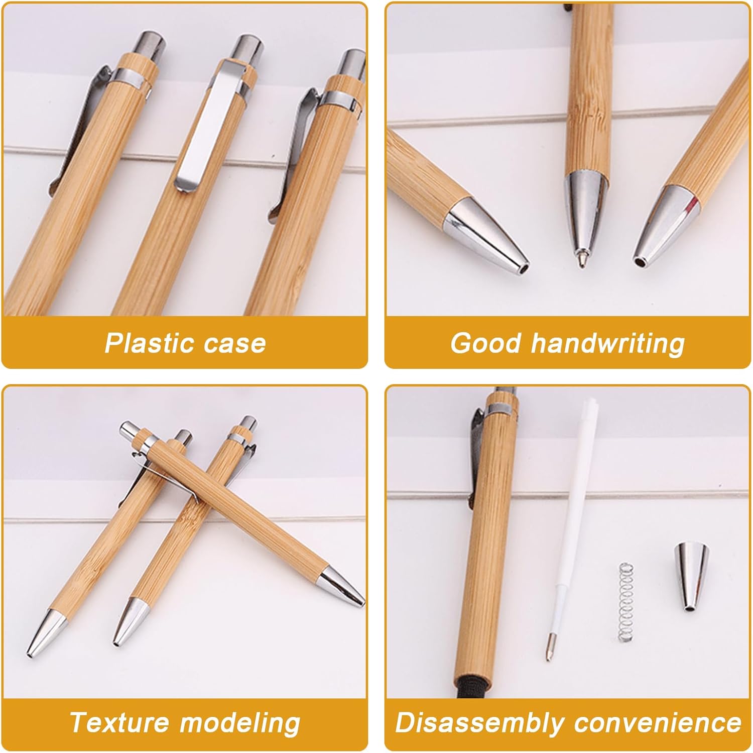 1767568162 stylos retractables en bambou 50 pieces eco responsables