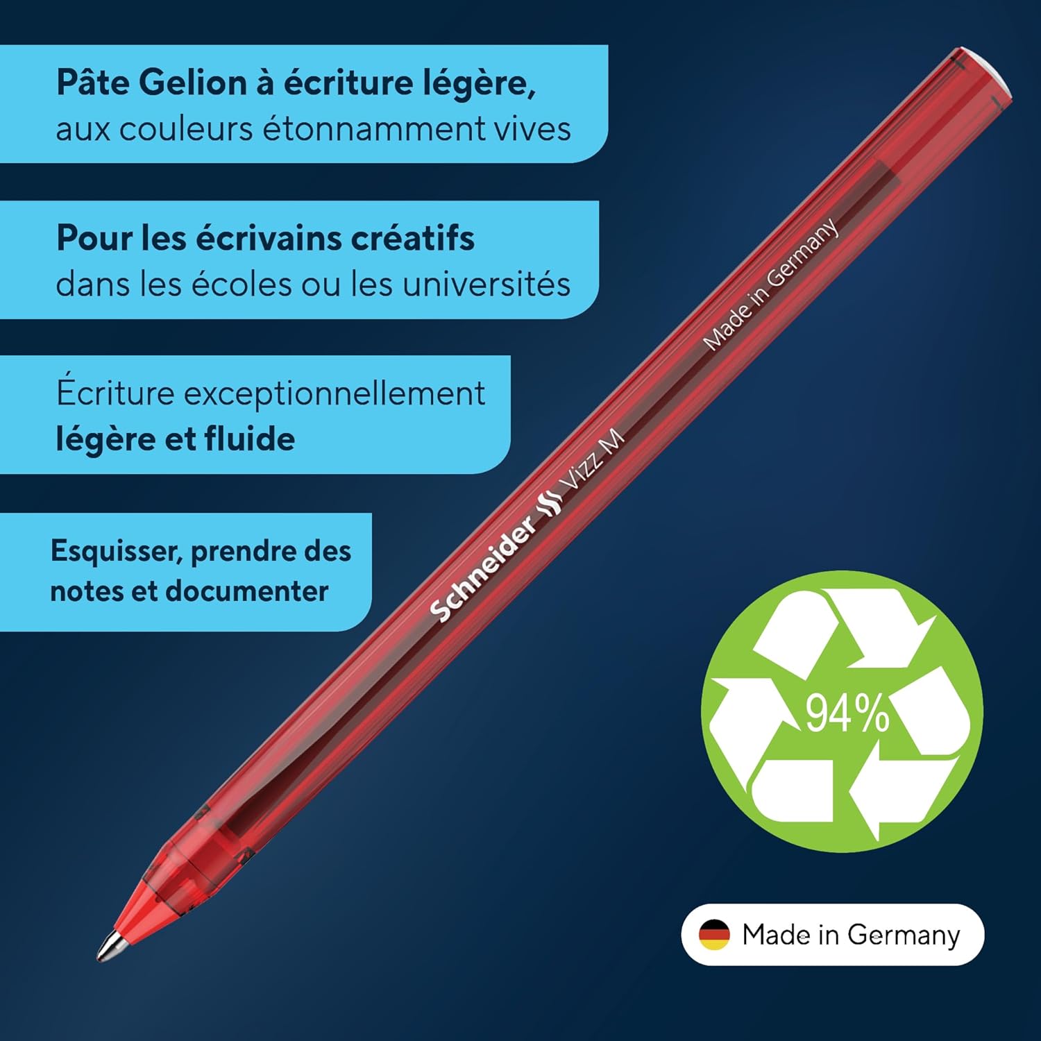 Lot 10 Stylos rouges Schneider Vizz – Image 2