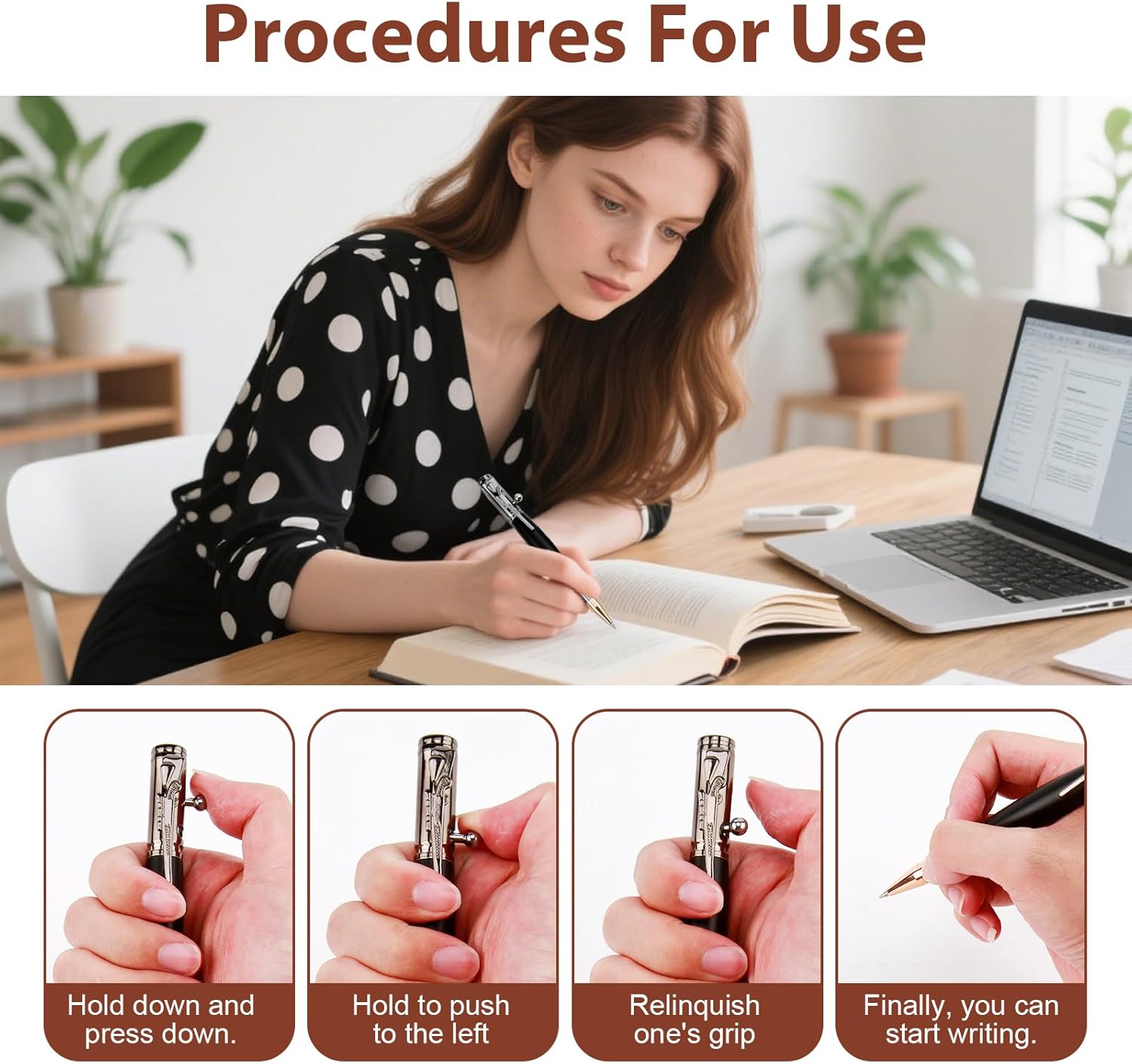 Stylo à Bille Rétractable Métal Noir – Image 4