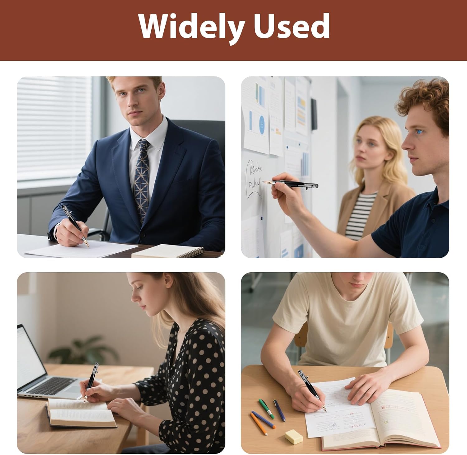 Stylo à Bille Rétractable Métal Noir – Image 6