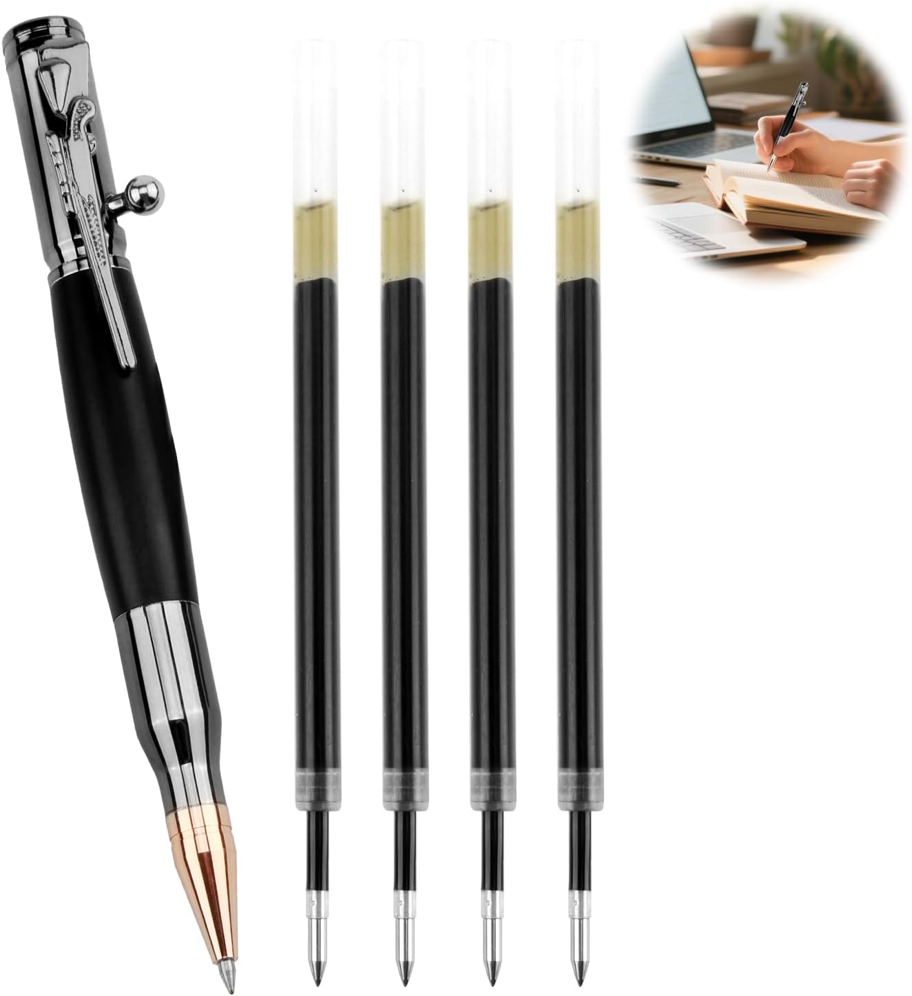 Stylo à Bille Rétractable Métal Noir – Image 7