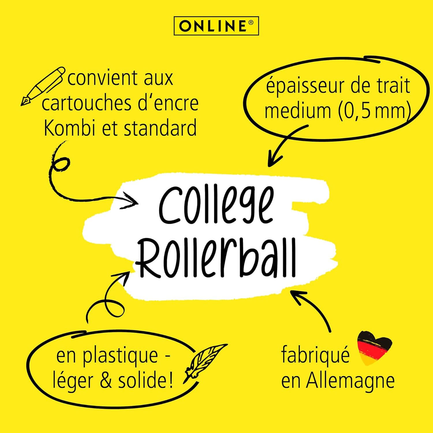 Stylo Roller Ergonomique Loutre Rechargeable Bleu – Image 3