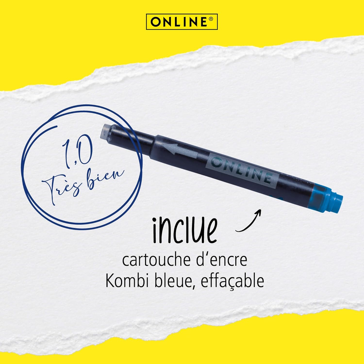 Stylo Roller Ergonomique Loutre Rechargeable Bleu – Image 5