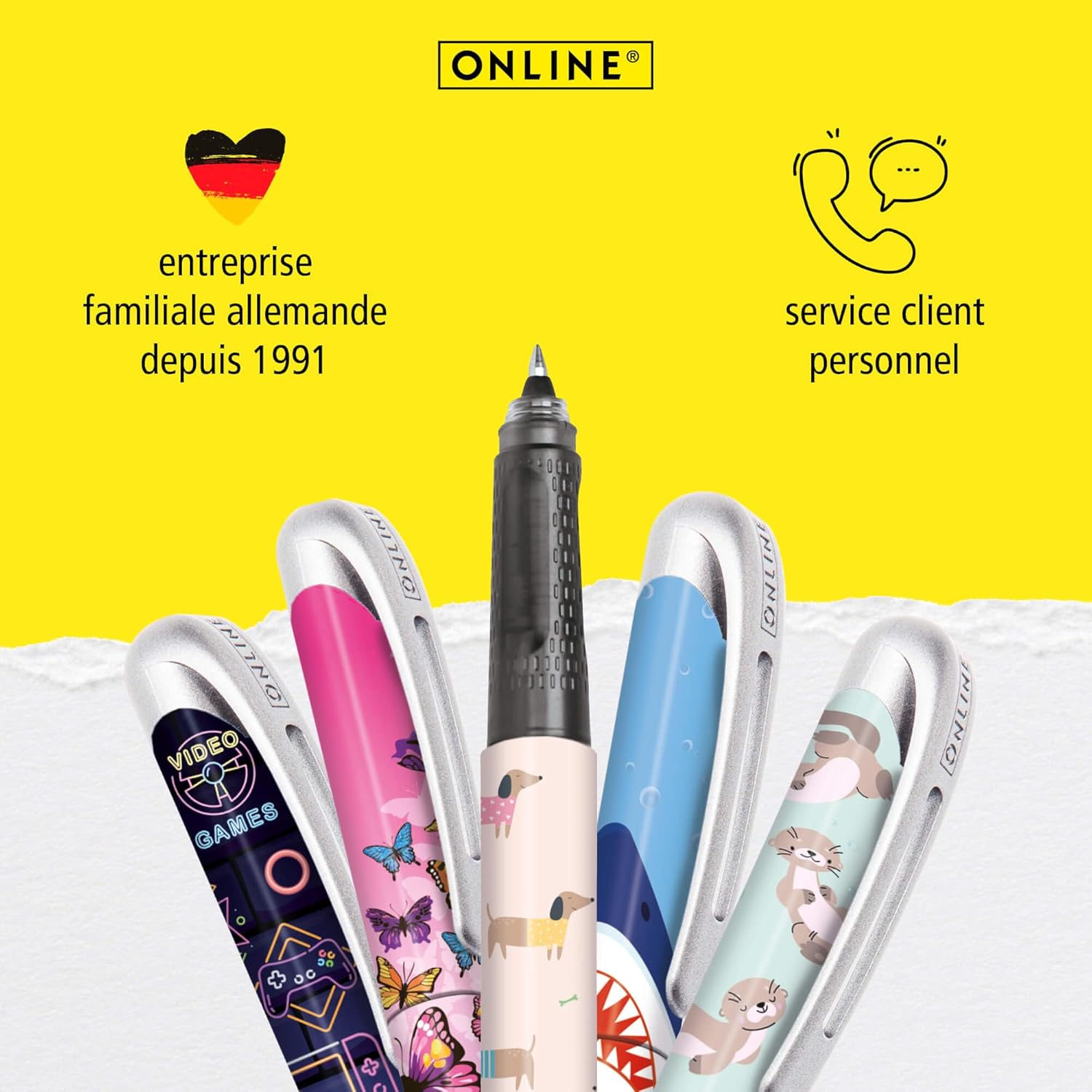 Stylo Roller Ergonomique Loutre Rechargeable Bleu – Image 6