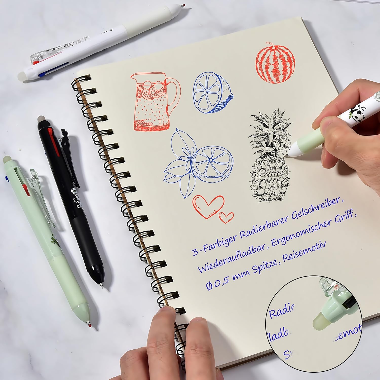 1767585556 lot de 4 stylos gel effacables bleu noir rouge