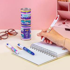 1767586052 lot de 8 stylos bic 4 couleurs en boite metallique