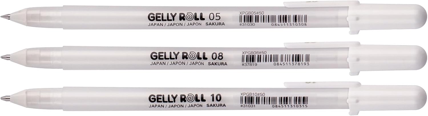Lot de 3 Stylos Gel Blanc SAKURA – Image 3
