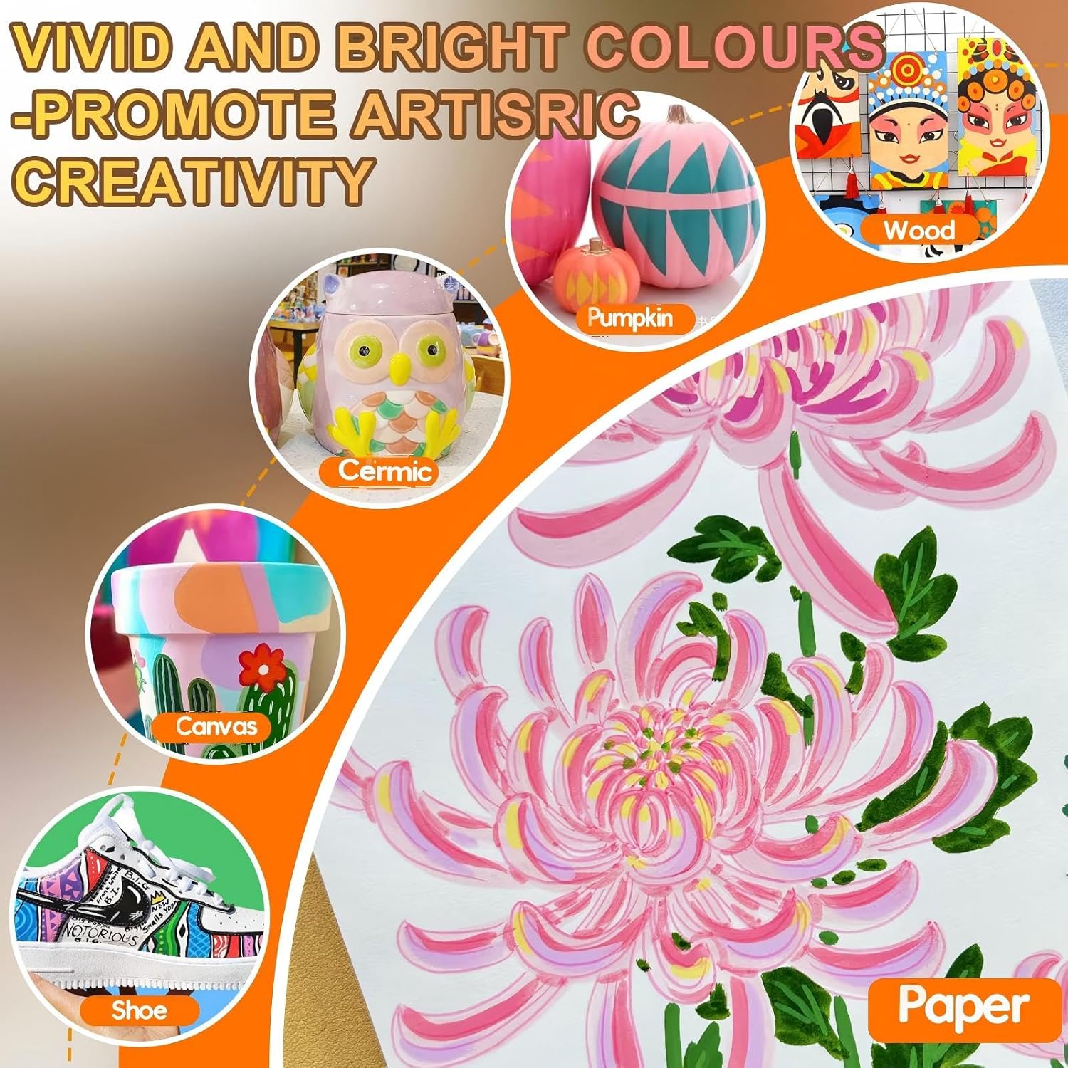 Lot de 72 Marqueurs Acryliques Colorés avec Pointe Pinceau – Image 6