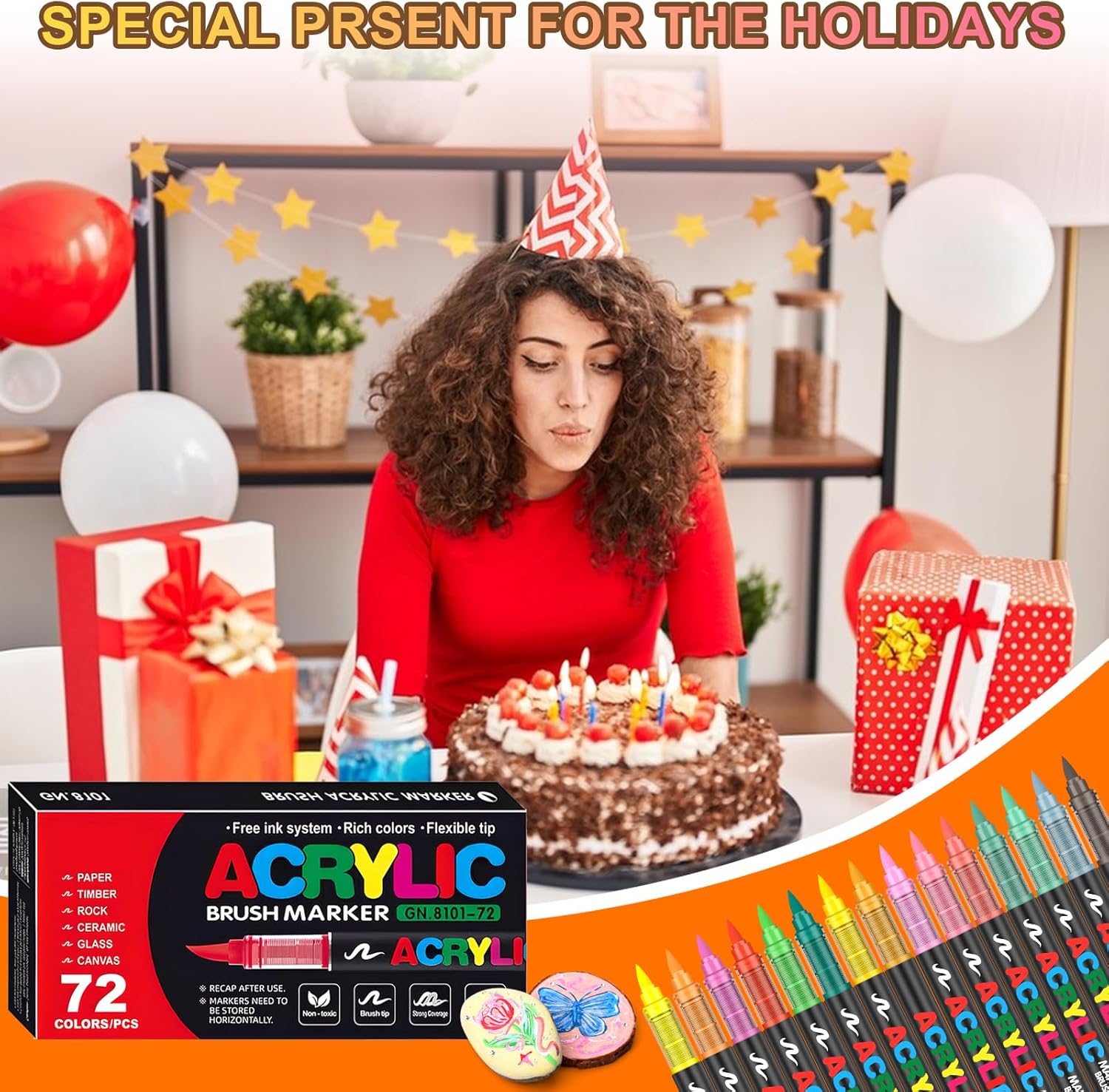 Lot de 72 Marqueurs Acryliques Colorés avec Pointe Pinceau – Image 7