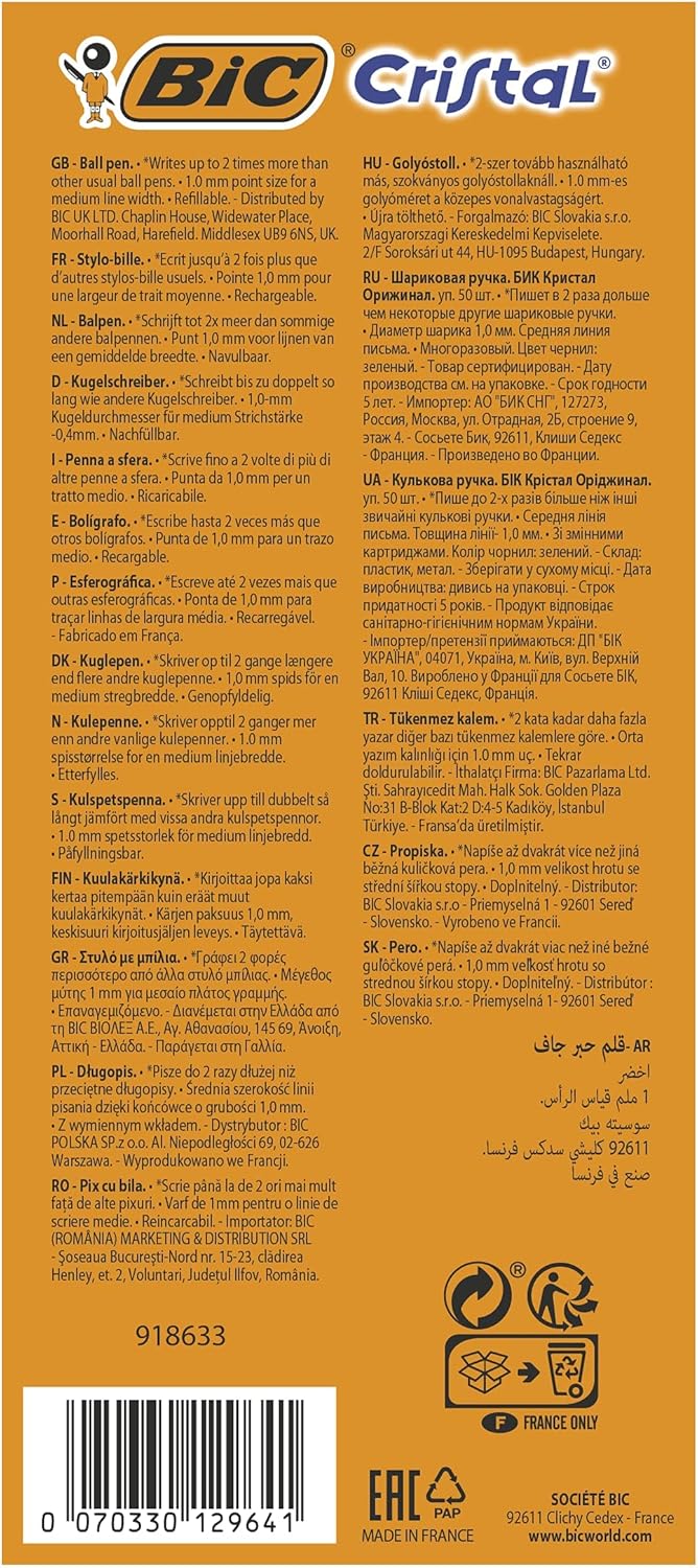 Stylo Bille BIC Vert - Boîte de 50 – Image 3