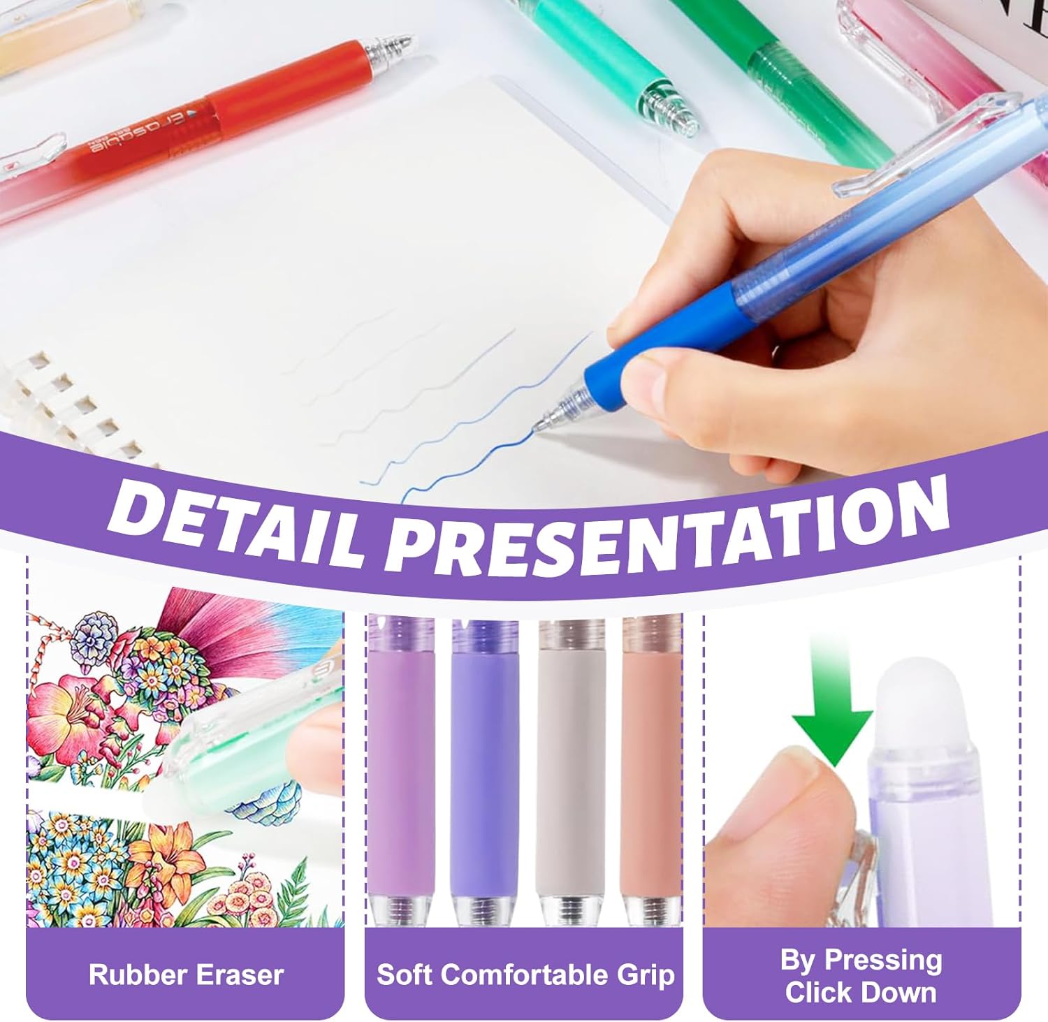 Stylo Gélatine Effaçable 12 Couleurs - Pointe Fine 0,7 mm – Image 3