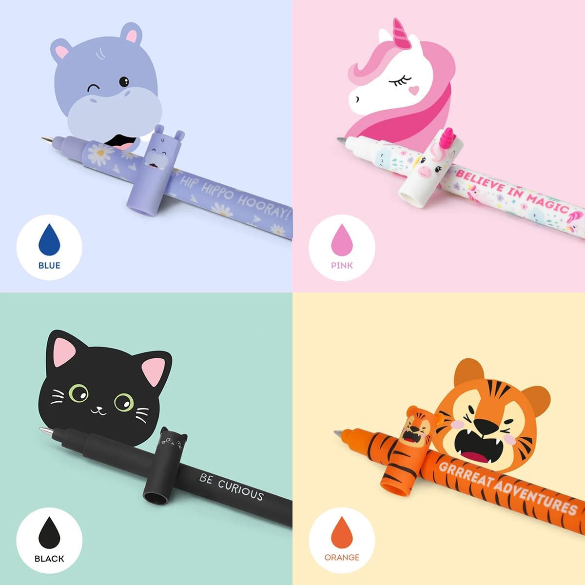 Lot de 13 Stylos Animaux Colorés Gel Effaçables – Image 3