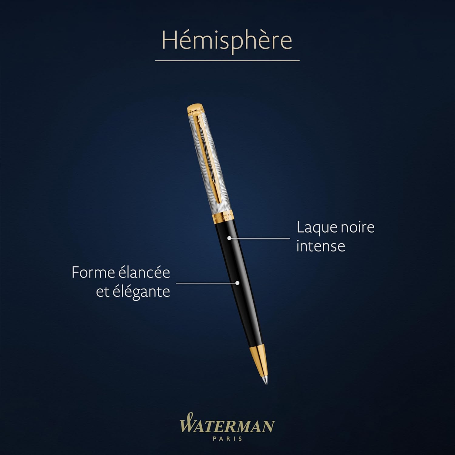 Stylo bille Waterman Hémisphère - Métal Noir & Or – Image 2