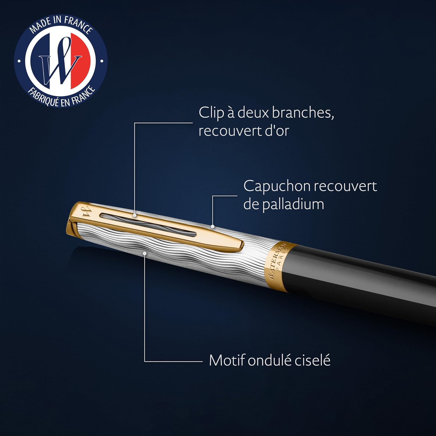 Stylo bille Waterman Hémisphère - Métal Noir & Or – Image 3