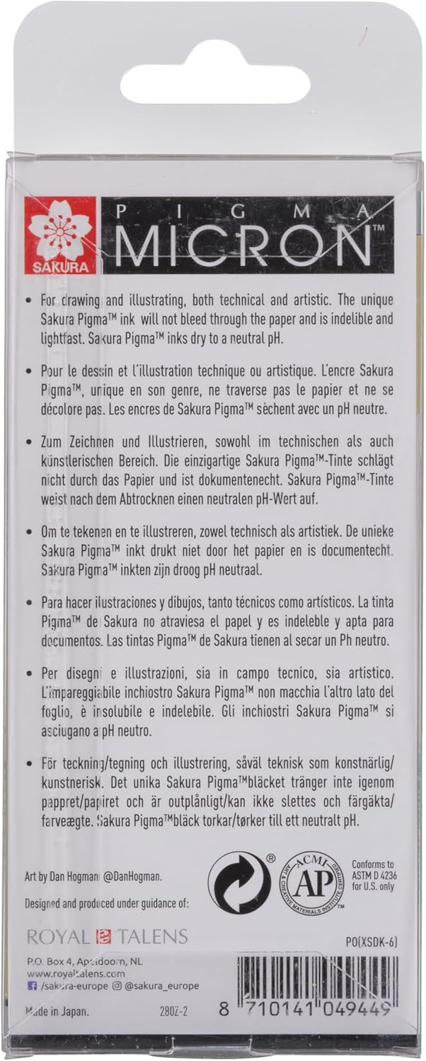 Set de 6 Stylos Pigma Micron, Encre Noire Résistante – Image 2