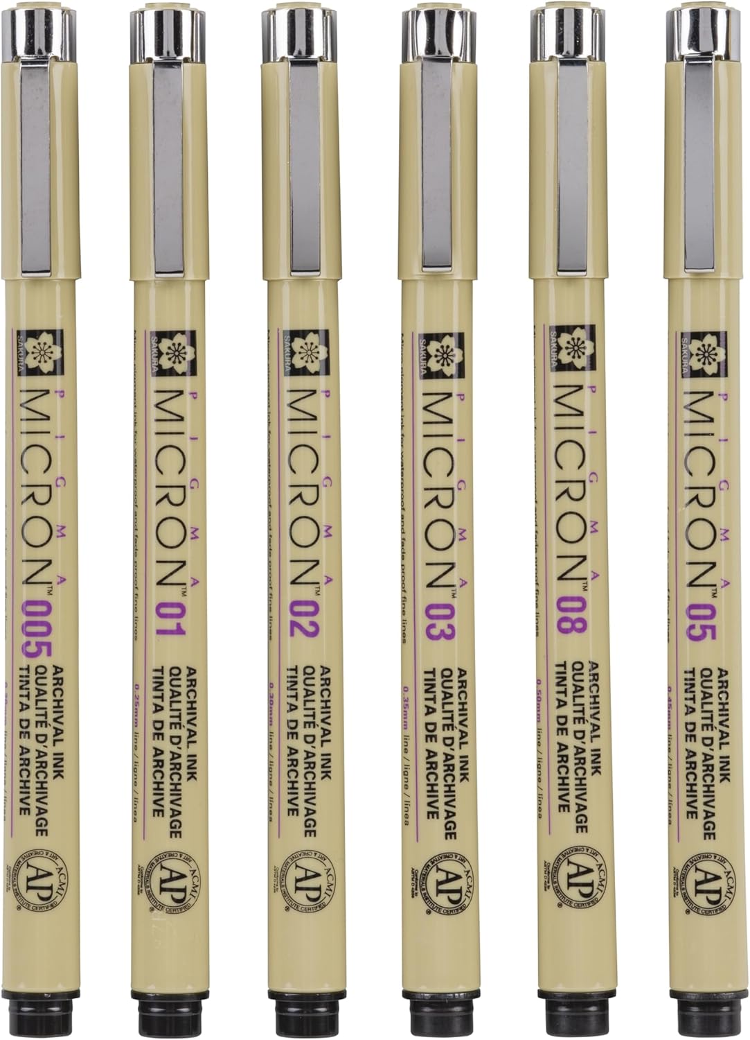 Set de 6 Stylos Pigma Micron, Encre Noire Résistante – Image 5