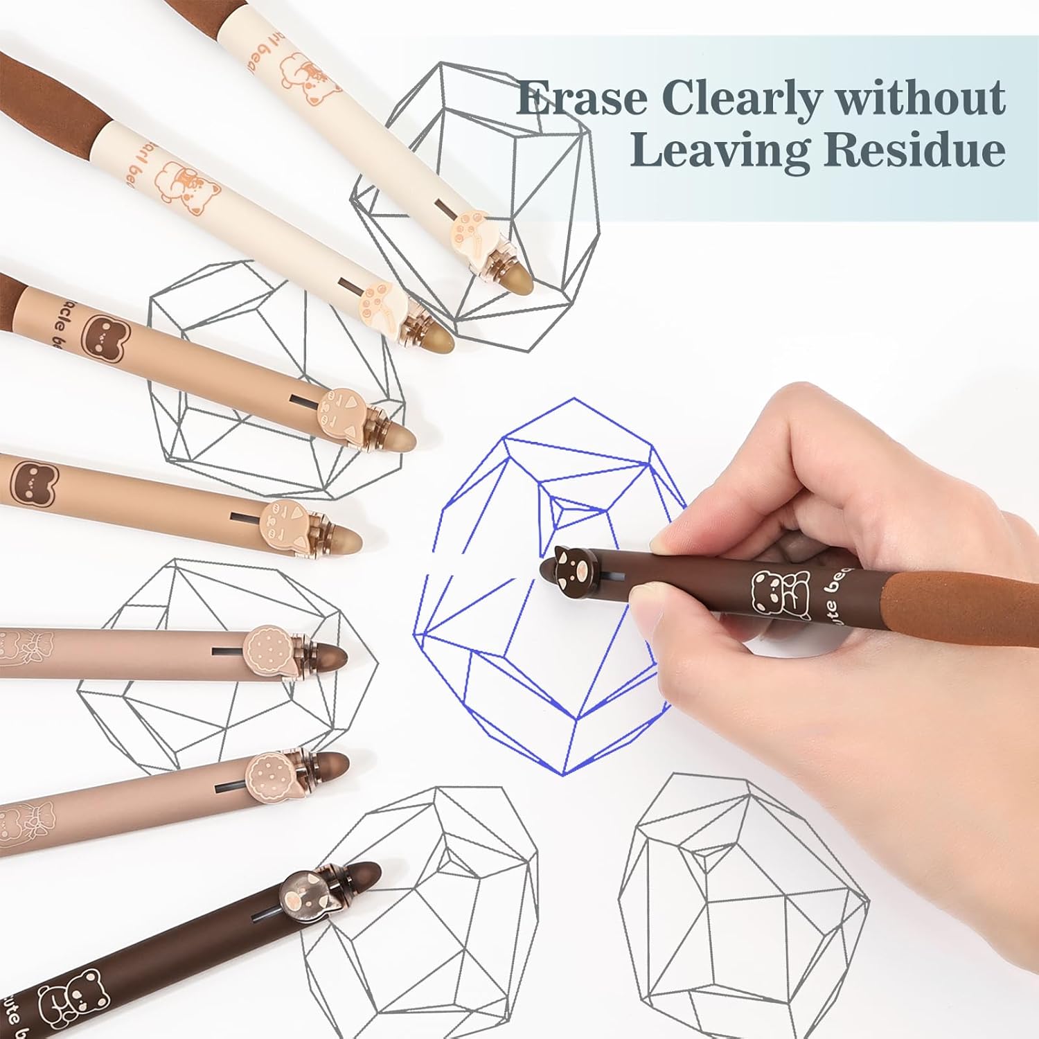 Lot de 8 Stylos Gel Rétractables Effaçables – Image 5