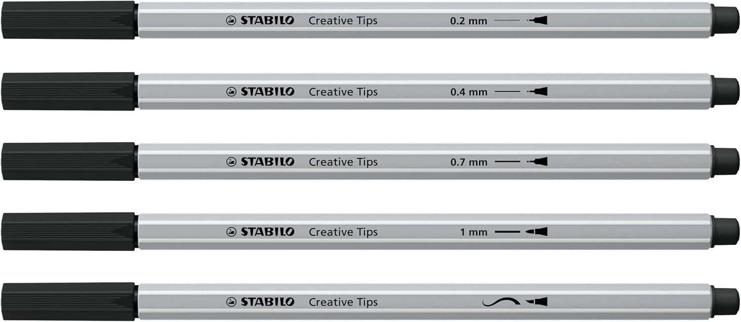 Lot de 5 Stylos Calligraphie Noir STABILO Creative Tips – Image 2