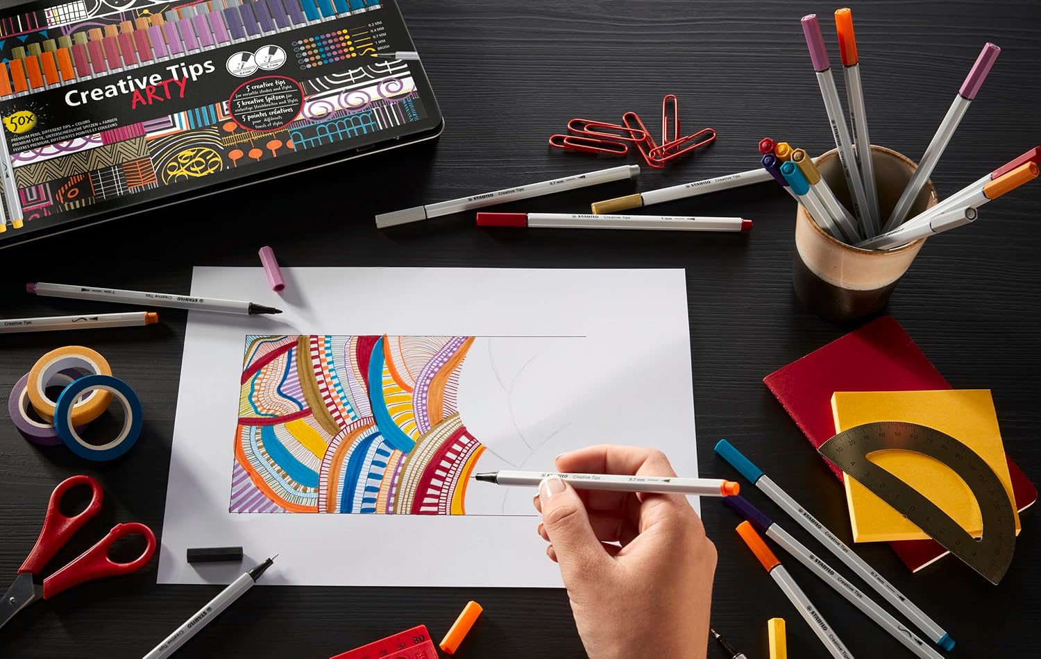 Lot de 5 Stylos Calligraphie Noir STABILO Creative Tips – Image 5