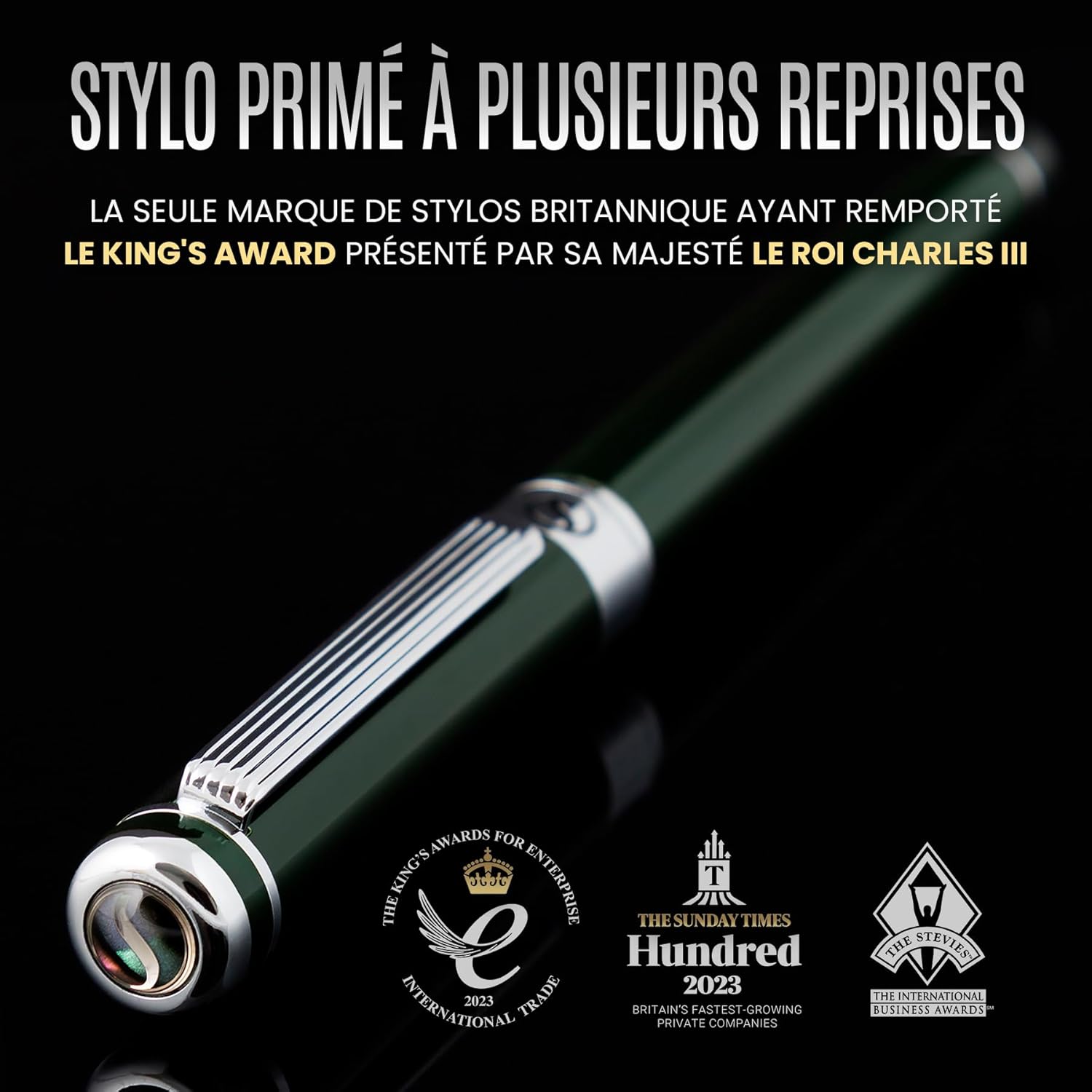 Stylos de Luxe Anglais Vert - Finition Chromée – Image 2