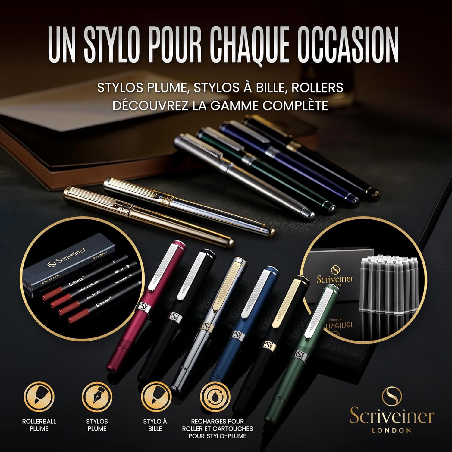 Stylos de Luxe Anglais Vert - Finition Chromée – Image 6