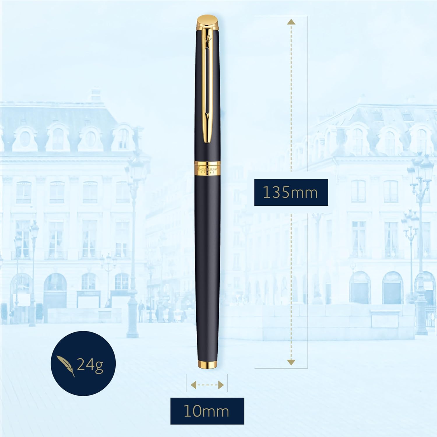 Stylo Plume Waterman Hémisphère Noir Mat 23K – Image 3