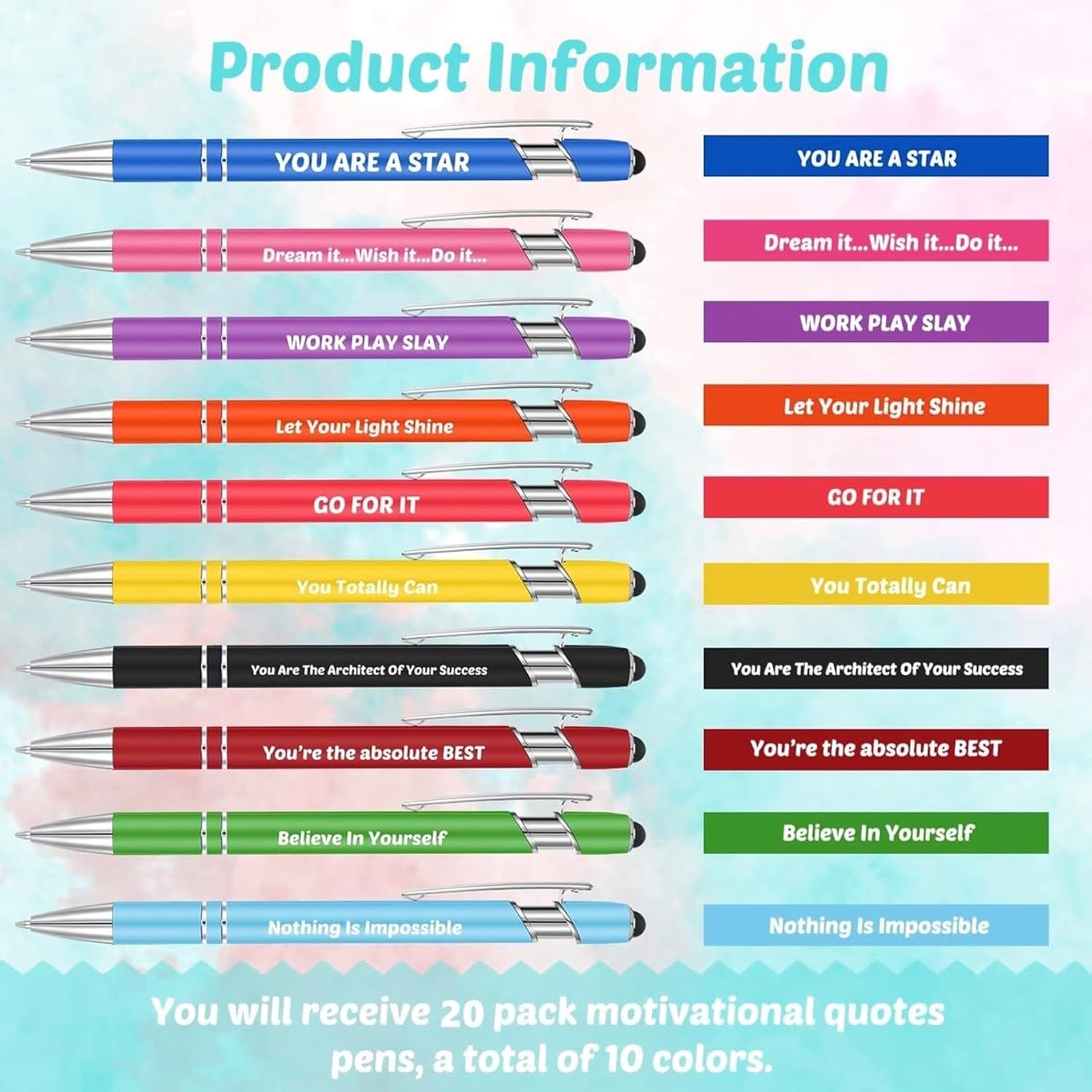 Lot de 20 Stylos à Bille 10 couleurs – Image 4