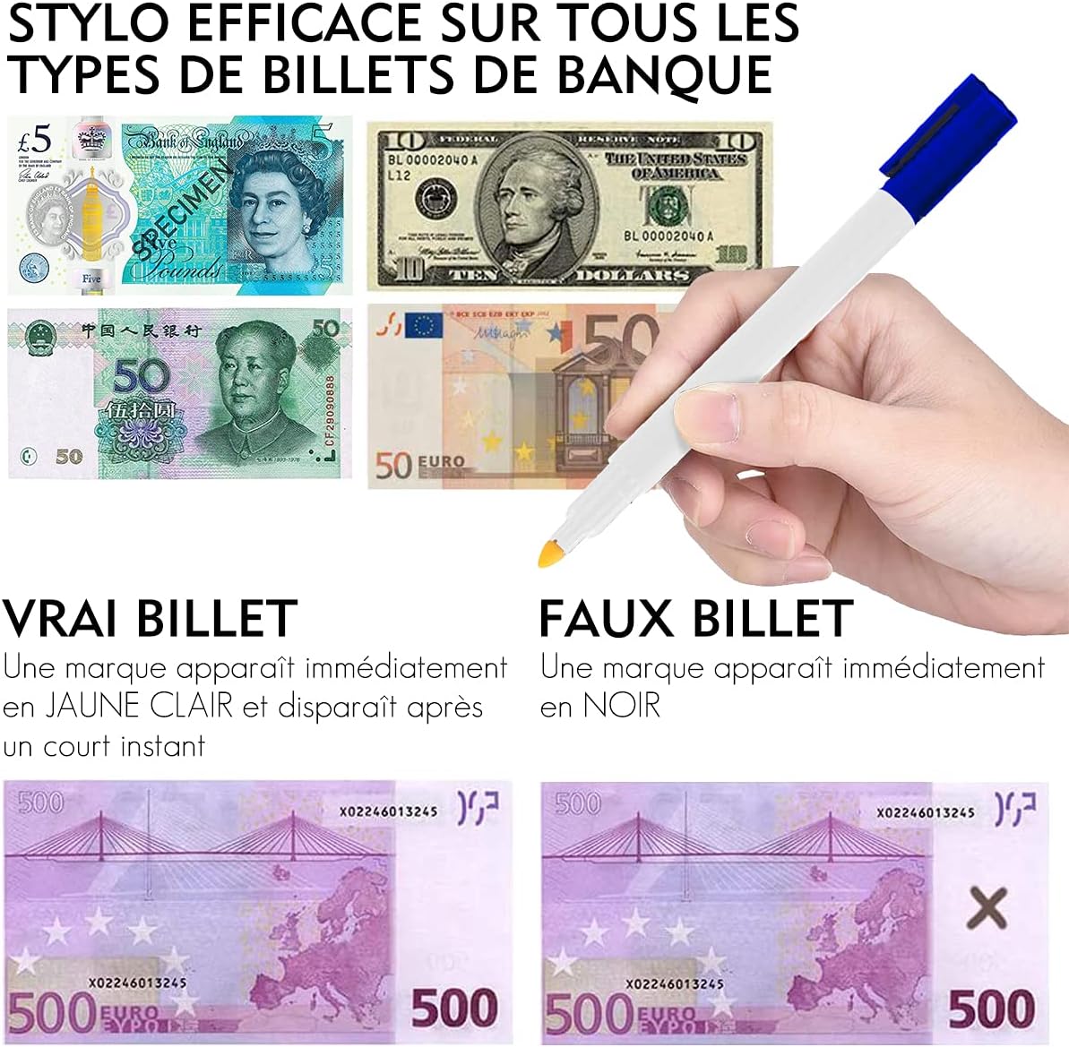 Stylo Vérificateur de Billets - Détection Rapide 2s – Image 5