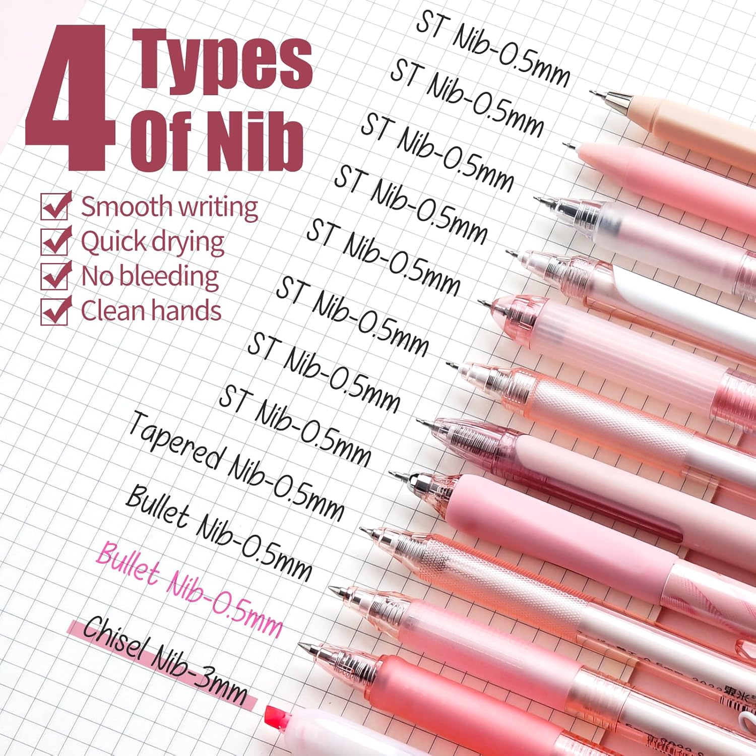 Stylos rose à Encre Gel Mignons - Lot de 12 – Image 4