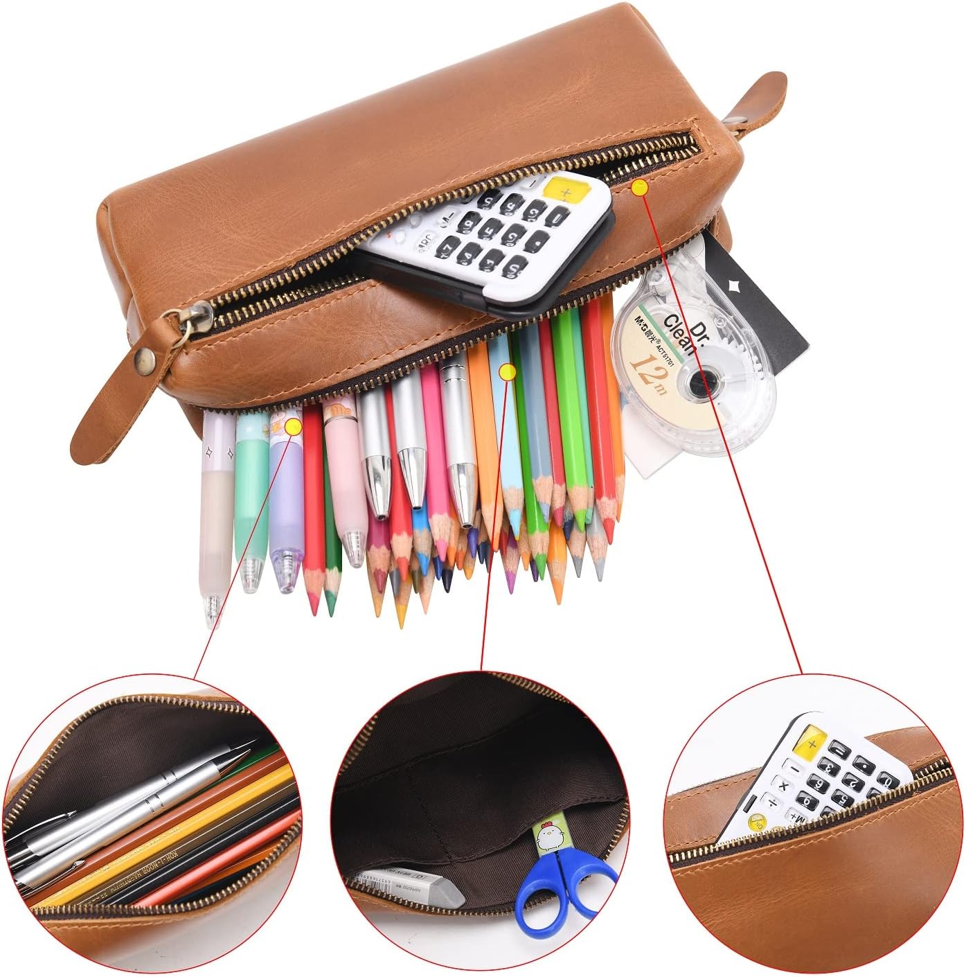 Trousse en Cuir Wonderpool Grande Capacité – Image 2