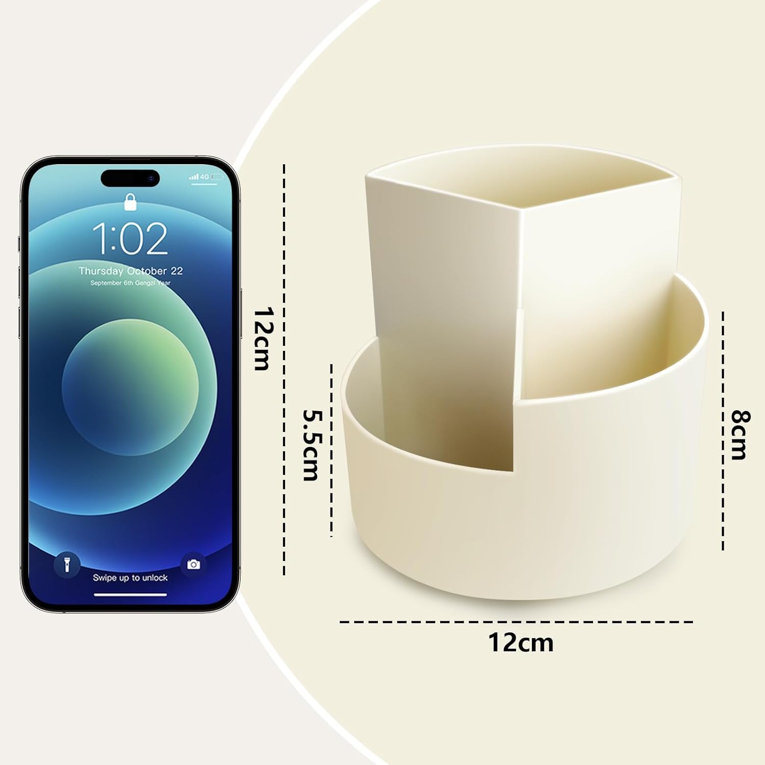 Porte-Stylos Rotatif 360° - Organiseur Bureau Blanc – Image 6