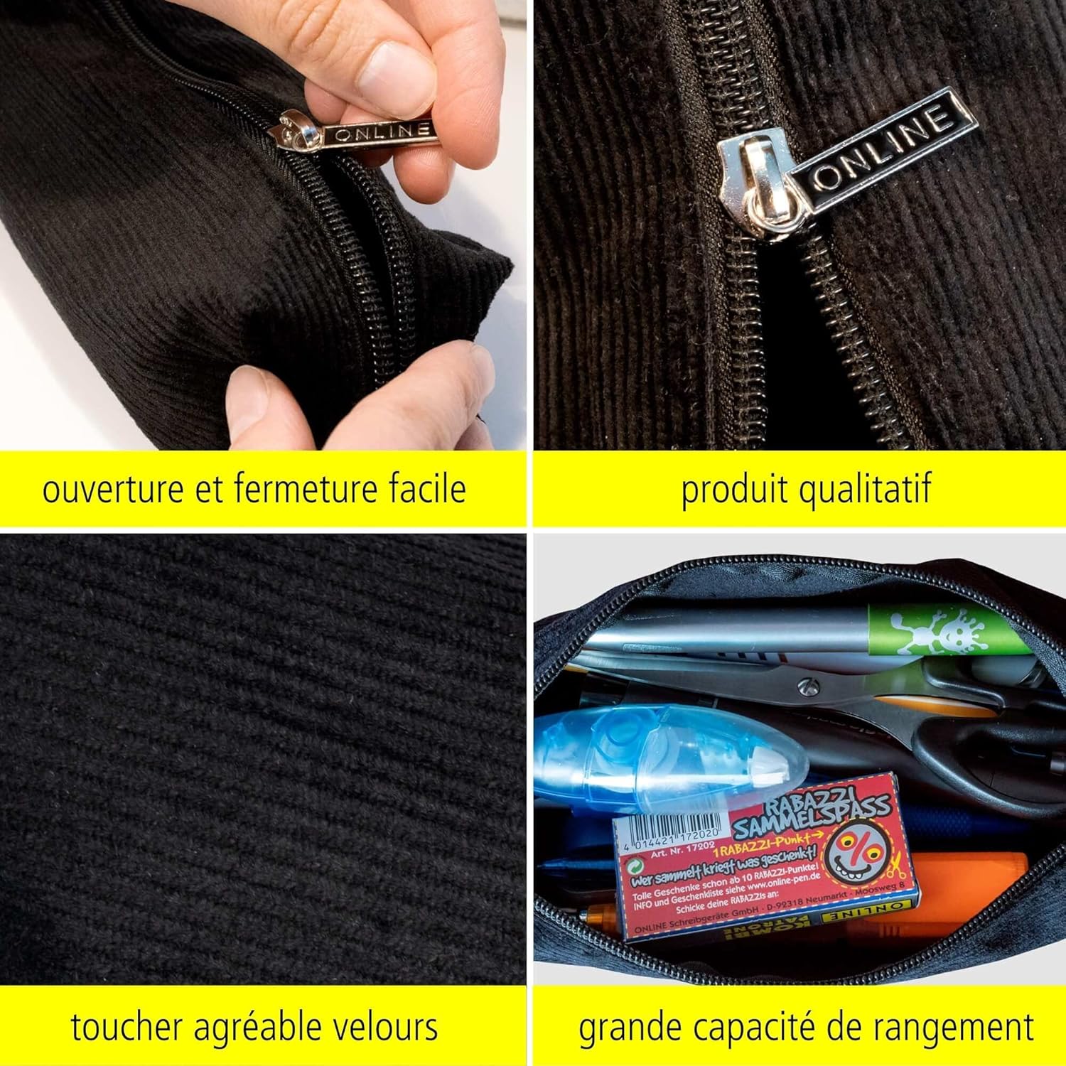 Trousse Scolaire Noire Grande Capacité – Image 2